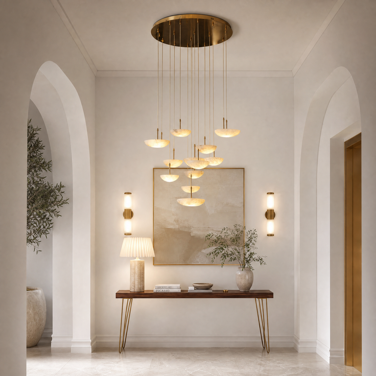 Ciottolo Modern Alabaster Pendant Light Fixtures by Dalmivik, product or room detail view