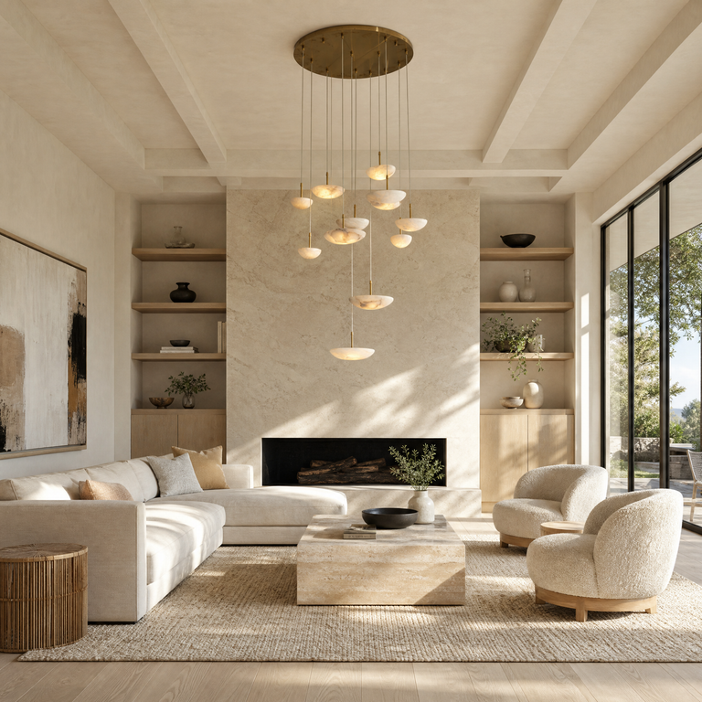 Ciottolo Modern Alabaster Pendant Light Fixtures by Dalmivik, product or room detail view
