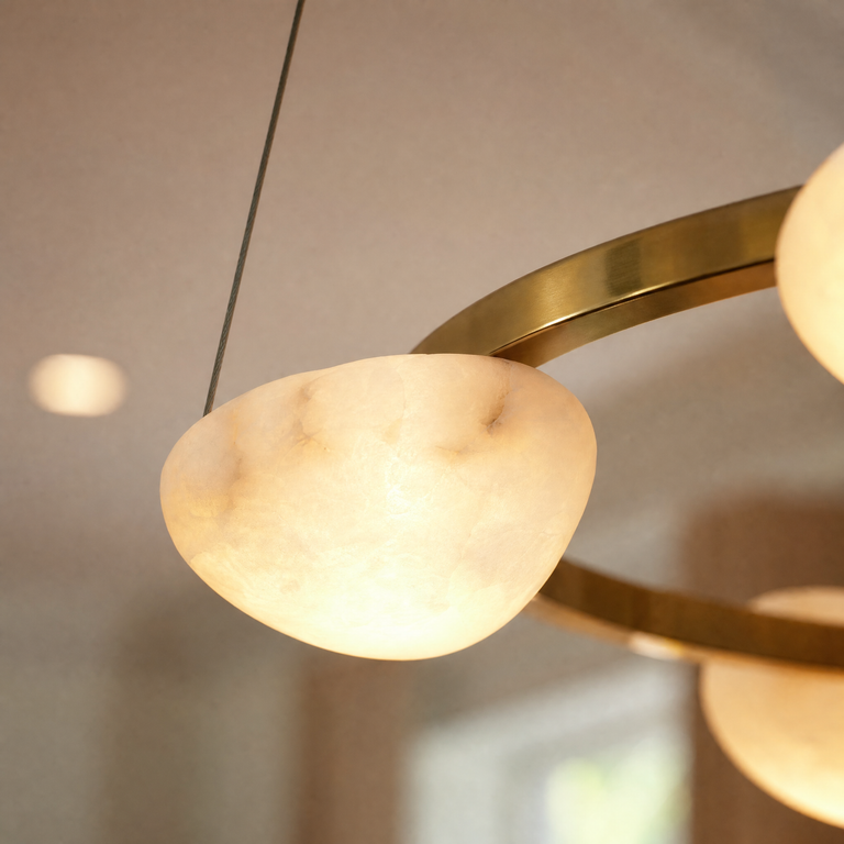 Ciottolo Modern Alabaster Ring Chandelier by Dalmivik, product or room detail view