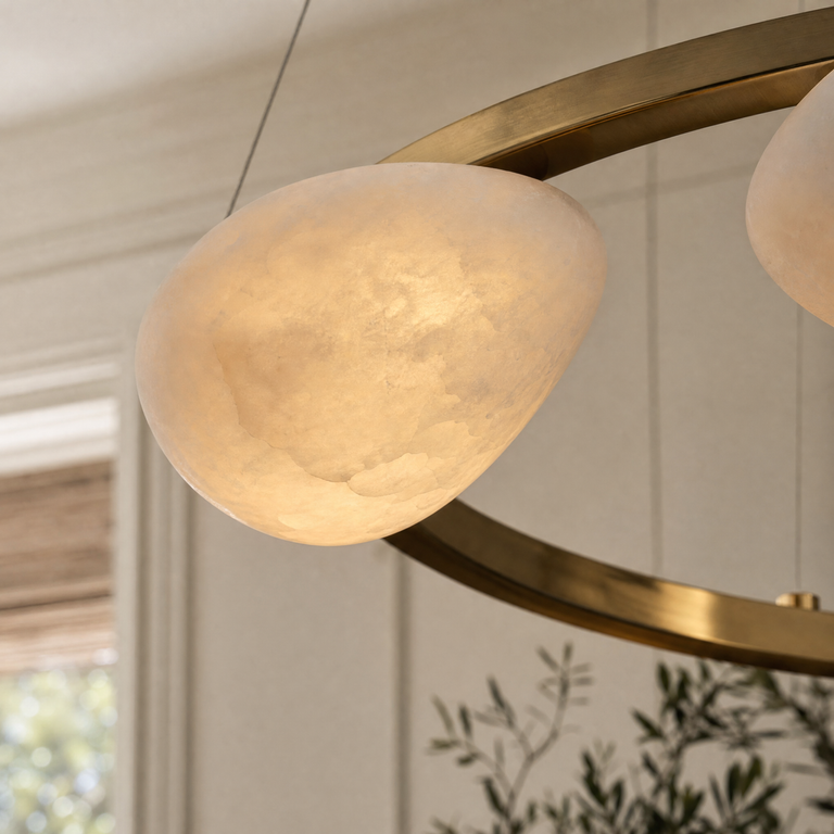 Ciottolo Modern Alabaster Ring Chandelier by Dalmivik, product or room detail view