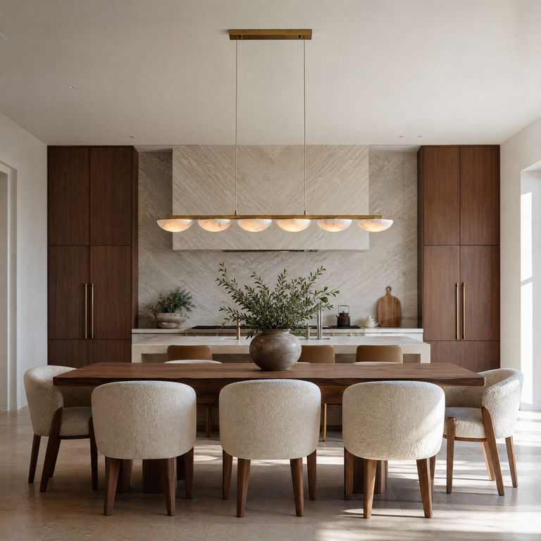 Ciottolo Modern Linear Alabaster Chandelier L47.2" by Dalmivik, product or room detail view