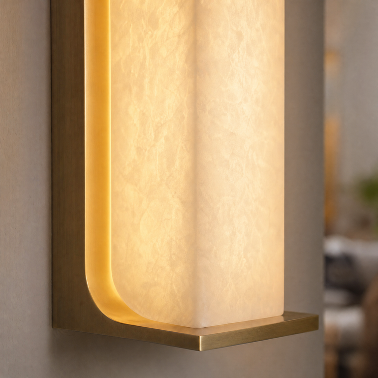 Cornice Modern Alabaster Sconce by Dalmivik, product or room detail view