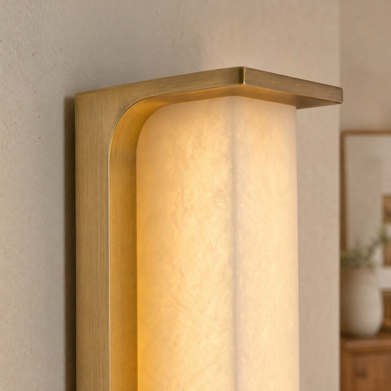 Cornice Modern Alabaster Sconce by Dalmivik, product or room detail view