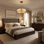 Cristallo Modern Alabaster Round Drum Chandelier by Dalmivik, product or room detail view