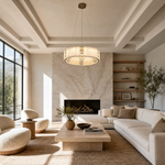 Cristallo Modern Alabaster Round Drum Chandelier by Dalmivik, product or room detail view