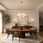 Cristallo Modern Alabaster Round Drum Chandelier by Dalmivik, product or room detail view