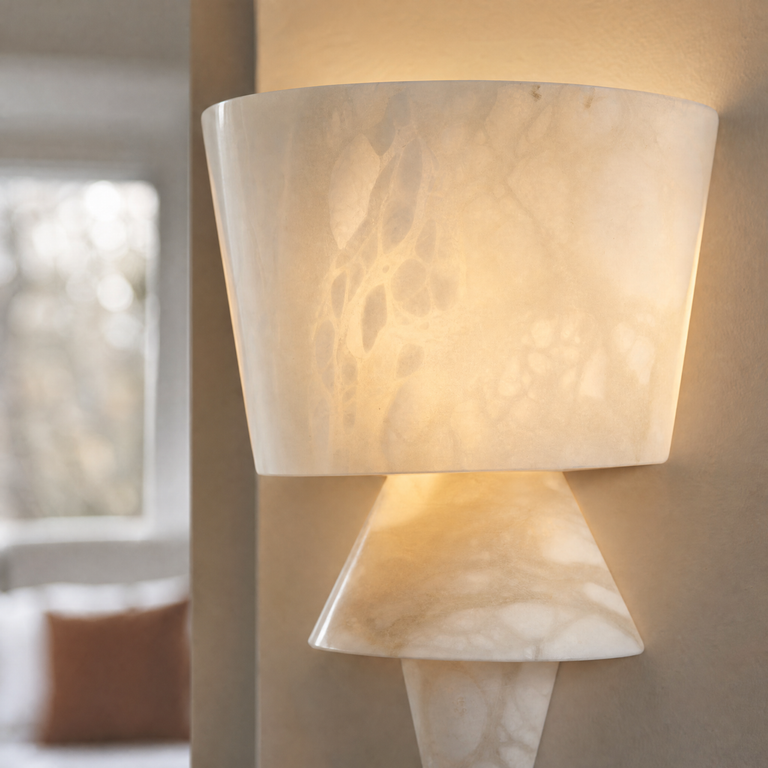 Cristallo Modern Alabaster Wall Sconce by Dalmivik, product or room detail view