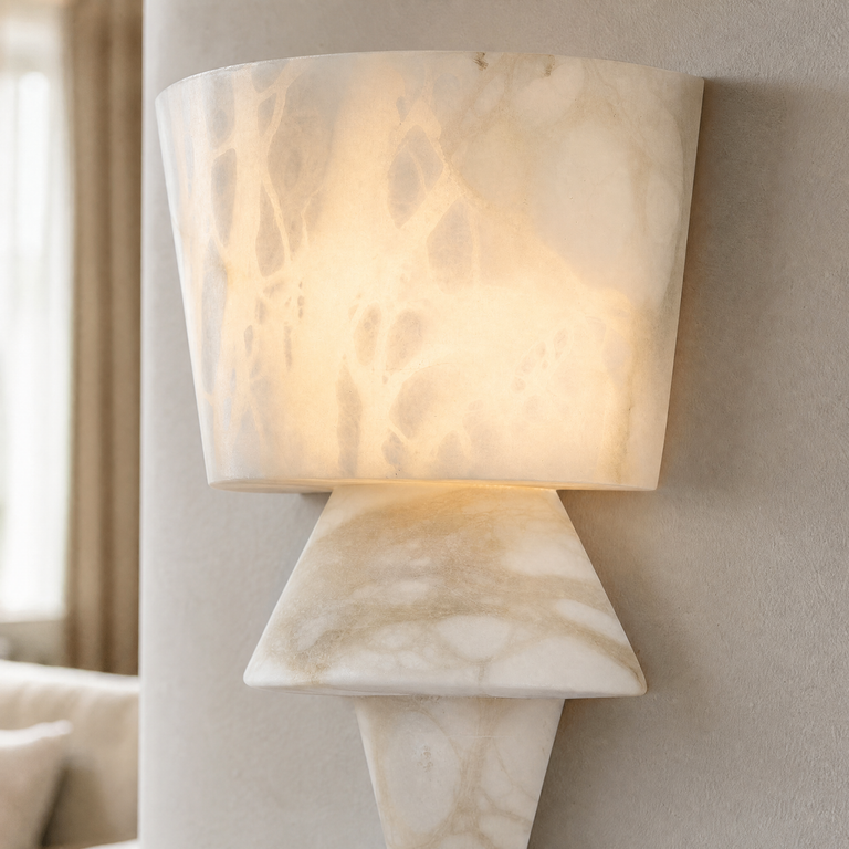 Cristallo Modern Alabaster Wall Sconce by Dalmivik, product or room detail view
