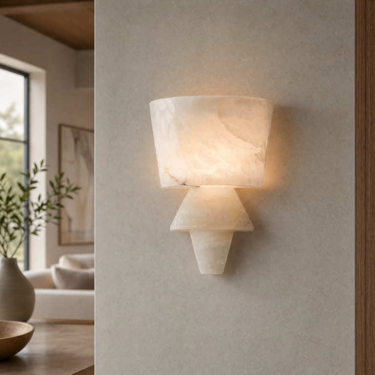 Cristallo Modern Alabaster Wall Sconce by Dalmivik, product or room detail view