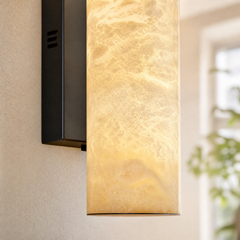 Cylinder Alabaster Wall Sconce 500 Single - Black by Dalmivik, product or room detail view
