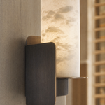Cylinder Wrap Alabaster Bronze Blade Wall Sconce by Dalmivik, product or room detail view