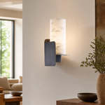 Cylinder Wrap Alabaster Bronze Blade Wall Sconce by Dalmivik, product or room detail view