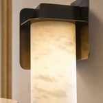 Cylinder Wrap Alabaster Bronze Blade Wall Sconce by Dalmivik, product or room detail view