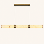 Anello Alabaster Cylinder Linear Dining Pendant Brass by Dalmivik, product or room detail view
