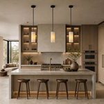 Anello Cylinder Alabaster Pendant light Black by Dalmivik, product or room detail view