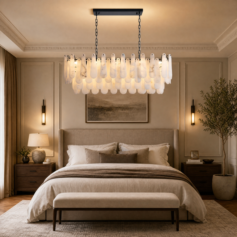 Alabaster Feather Oval Dining Pendant 47.2"L by Dalmivik, product or room detail view