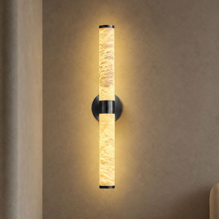 Anello Alabaster Black Wall Sconce 24" H by Dalmivik, product or room detail view