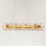 Crystal Ribbon Oval Chandelier, 52 in - brushed brass complete fixture