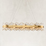 Crystal Ribbon Oval Chandelier, 52 in - brushed brass complete fixture