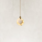 Alabaster Globe Pendant in Brass — 11.81 in