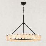 Alabaster Disc Round Chandelier in Matte Black — 48 in