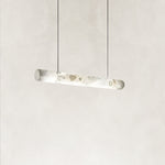 Linear Alabaster Tube Pendant in Brass — 47.2 in