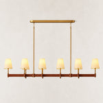 Fabric-Shade Linear Chandelier — 72 in in Lacquered Burnished Brass