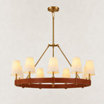 Fabric-Shade Round Chandelier — 48 in in Brass