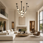 Dew Drops Alabaster LED Chandelier – Black White Warm Light by Dalmivik, product or room detail view