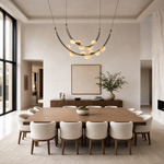 Dew Drops Alabaster LED Chandelier – Black White Warm Light by Dalmivik, product or room detail view