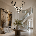 Dew Drops Alabaster LED Chandelier – Black White Warm Light by Dalmivik, product or room detail view
