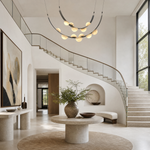 Dew Drops Alabaster LED Chandelier – Black White Warm Light by Dalmivik, product or room detail view