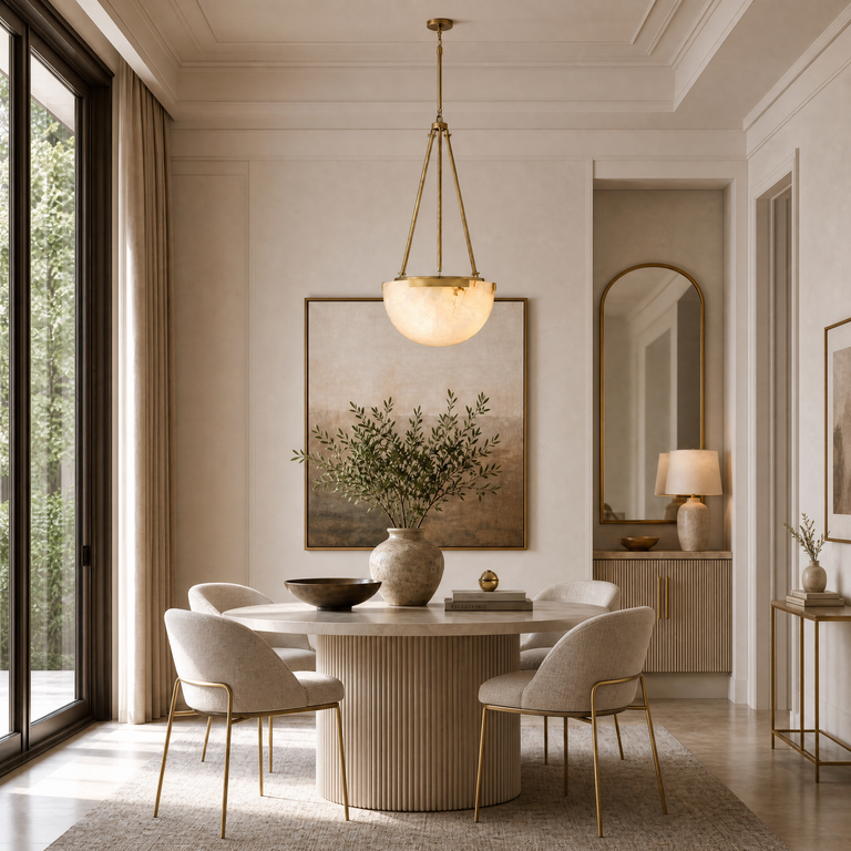 Ellune Modern Alabaster Bowl Chandelier by Dalmivik, product or room detail view