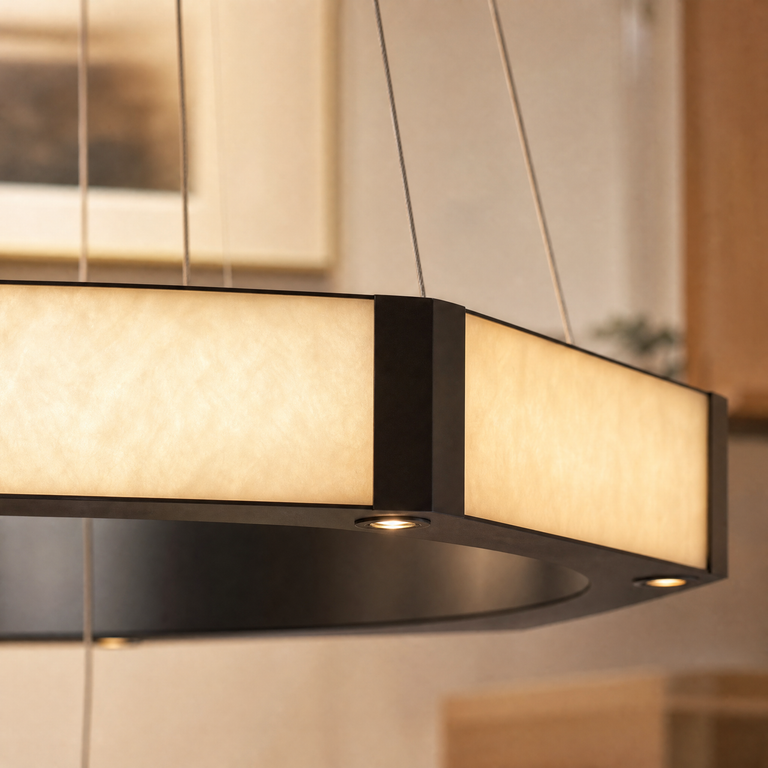 Facetra Hexagonal Black Ring Chandelier by Dalmivik, product or room detail view