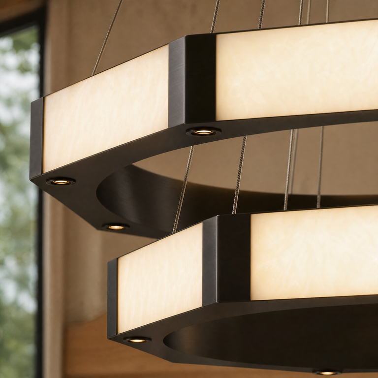 Facetra Hexagonal Black Ring Chandelier by Dalmivik, product or room detail view