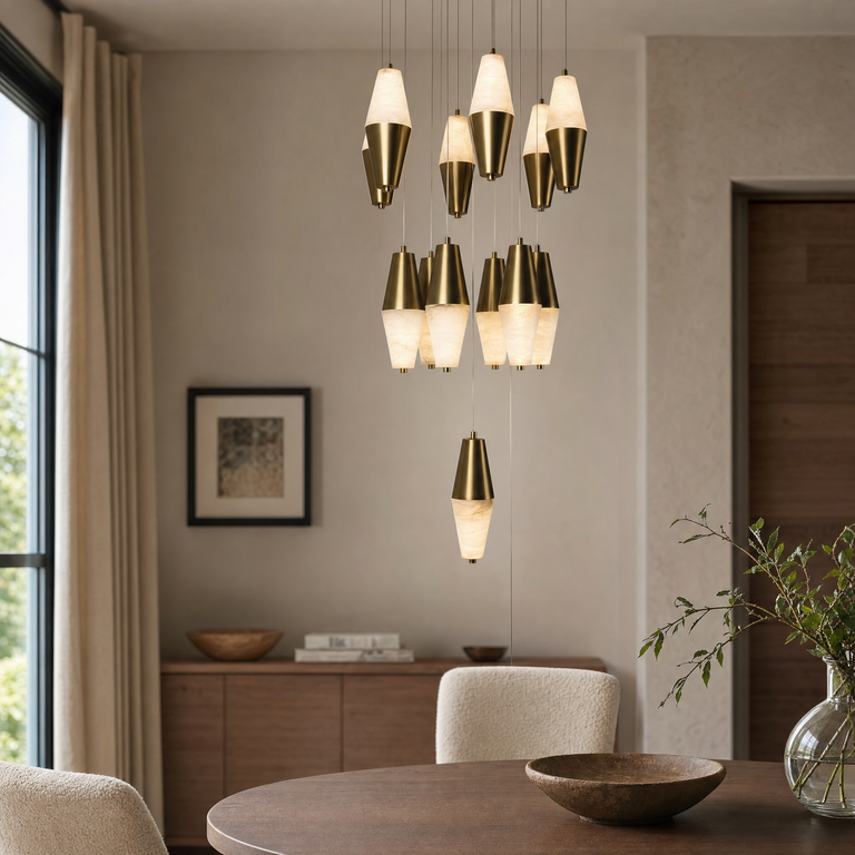 Fiamora Alabaster Cascading Chandelier Modern by Dalmivik, product or room detail view