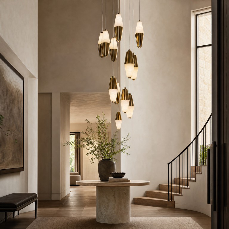 Fiamora Alabaster Cascading Chandelier Modern by Dalmivik, product or room detail view