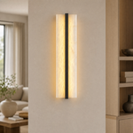 Framed Slab Open Frame Alabaster Vertical Wall Sconce by Dalmivik, product or room detail view