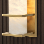 Framed Slab Vertical Column Alabaster Wall Sconce by Dalmivik, product or room detail view
