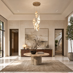 Gold-White Alabaster LED Chandelier with Seven Panels by Dalmivik, product or room detail view