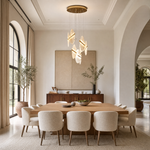 Gold-White Alabaster LED Chandelier with Seven Panels by Dalmivik, product or room detail view