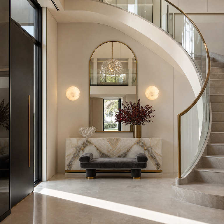 Greta Modern Alabaster Round Wall Sconce by Dalmivik, product or room detail view