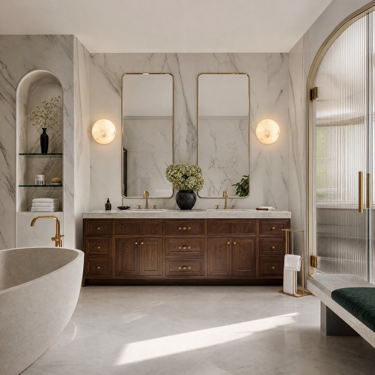 Greta Modern Alabaster Round Wall Sconce by Dalmivik, product or room detail view
