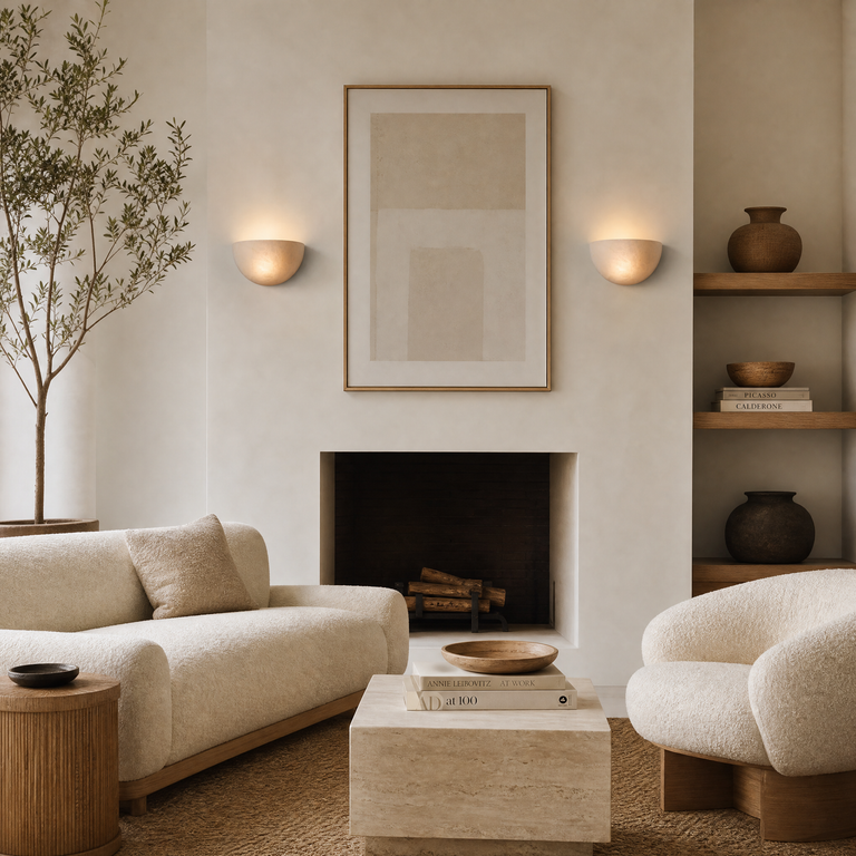 Greta Modern Alabaster Wall Sconce by Dalmivik, product or room detail view