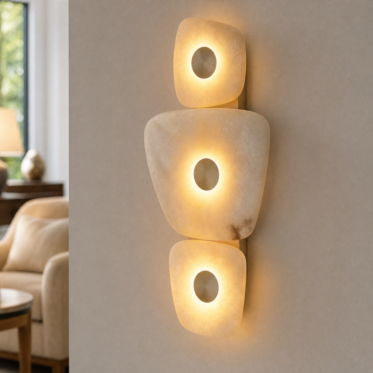 Hollis Alabaster Wall Sconce Light Modern by Dalmivik, product or room detail view