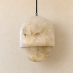 Hollis Minimalist Brass Alabaster Pendant Light 8.3" D by Dalmivik, complete fixture view