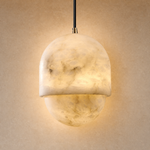 Hollis Minimalist Brass Alabaster Pendant Light 8.3" D by Dalmivik, product or room detail view