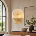 Hollis Minimalist Brass Alabaster Pendant Light 8.3" D by Dalmivik, product or room detail view