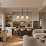 Hollis Minimalist Brass Alabaster Pendant Light 8.3" D by Dalmivik, product or room detail view