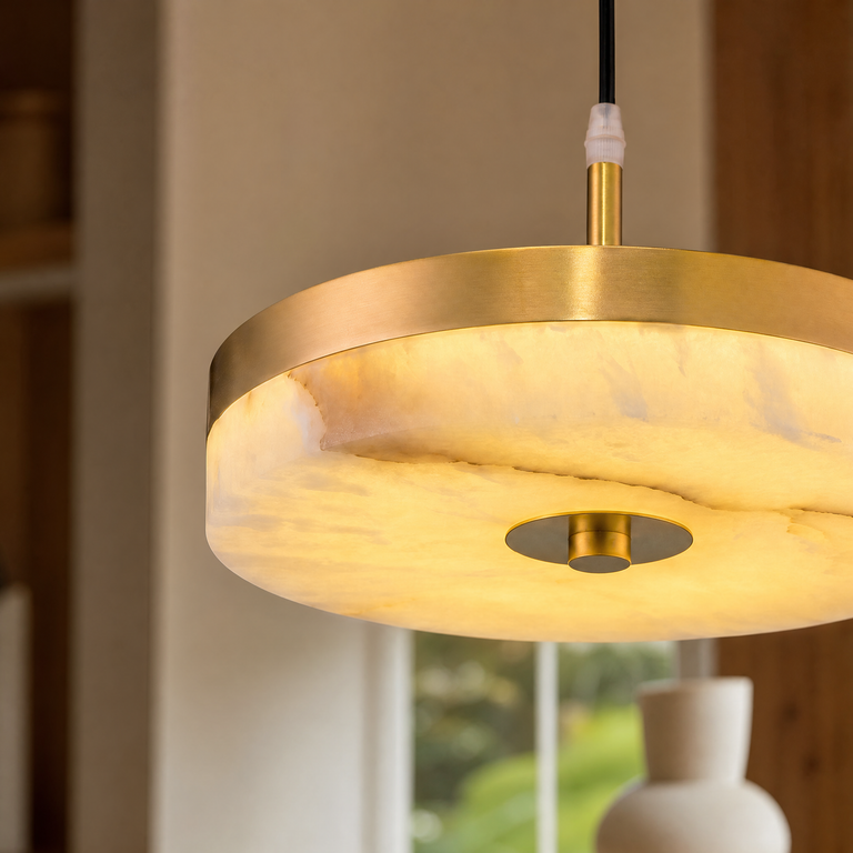 Hollis Modern Alabaster Island Hanging Lights by Dalmivik, product or room detail view
